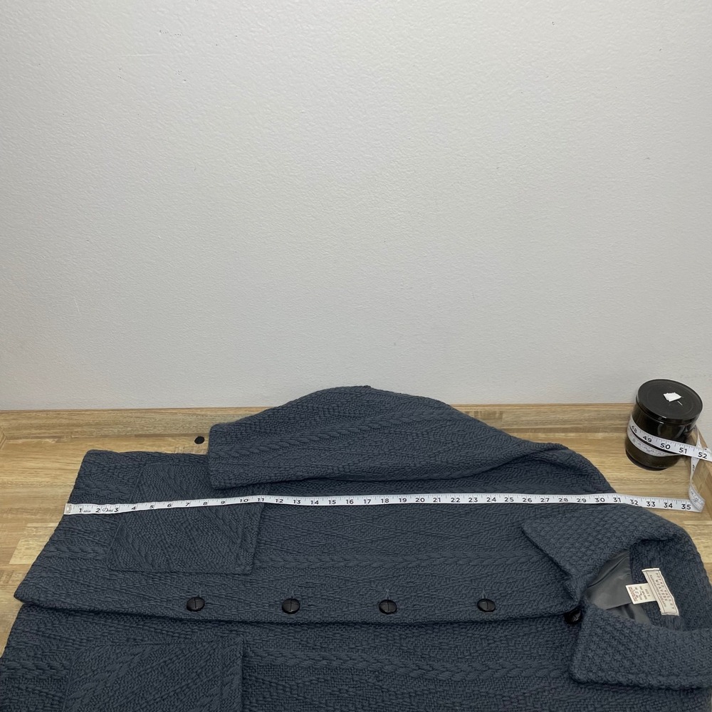 Boyne Valley Weavers Handcrafted Wool Cable Knit Coat Women's Small Ireland Grey - Picture 8 of 8